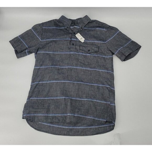 Brooks Brothers Men's Large Black w/Stripe Short Sleeve Shirt Linen Blend  NWT - Picture 9 of 11